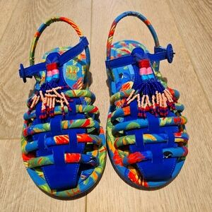 FARM RIO New In BLUE MACAW TUBE STRAP SANDAL